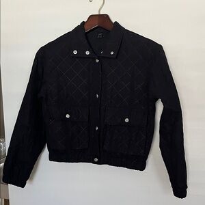 SHEIN Black Quilted Bomber Jacket